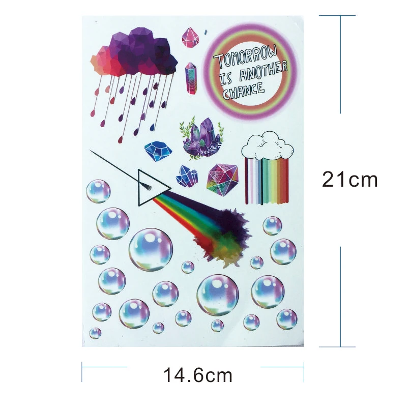 FST07 1 шт радужные вдохновленные временные татуировки с пузырьками облаками