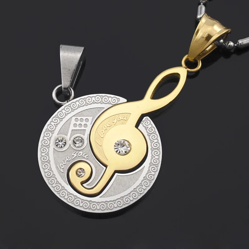 ATGO тройной Кристалл Стразы кулон из нержавеющей стали Примечание хип-хоп цепь