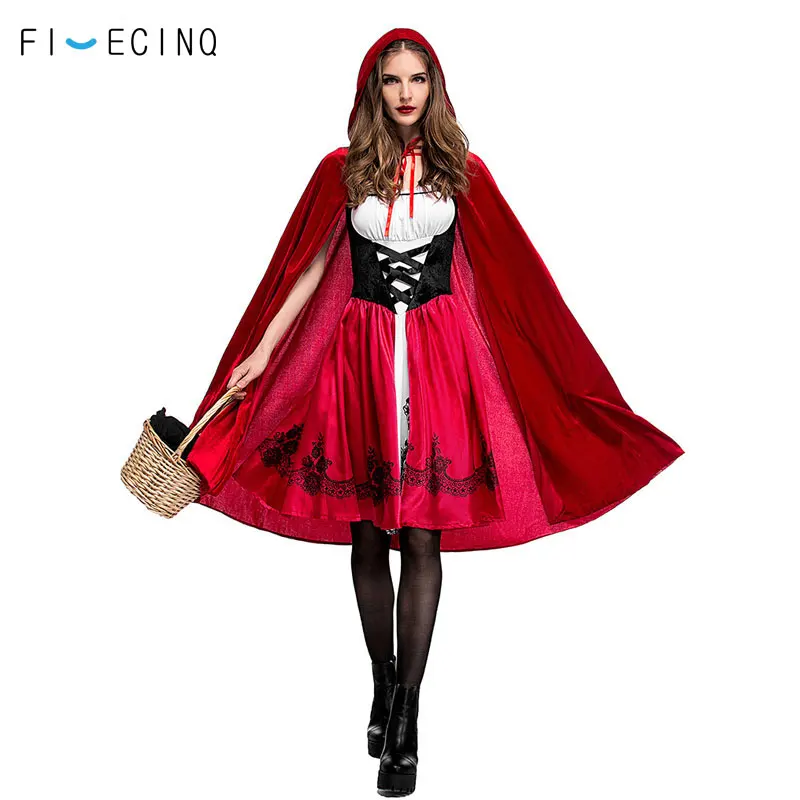 

Маленькое красное платье с капюшоном для верховой езды, костюм для косплея на Хэллоуин, женское платье для взрослых, сказочное платье для вы...