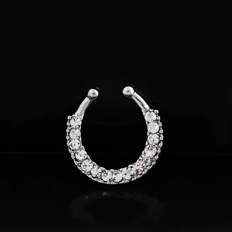 Женские кольца и штифты из сплава 4 цвета с кристаллом для носа|Украшения тела| |