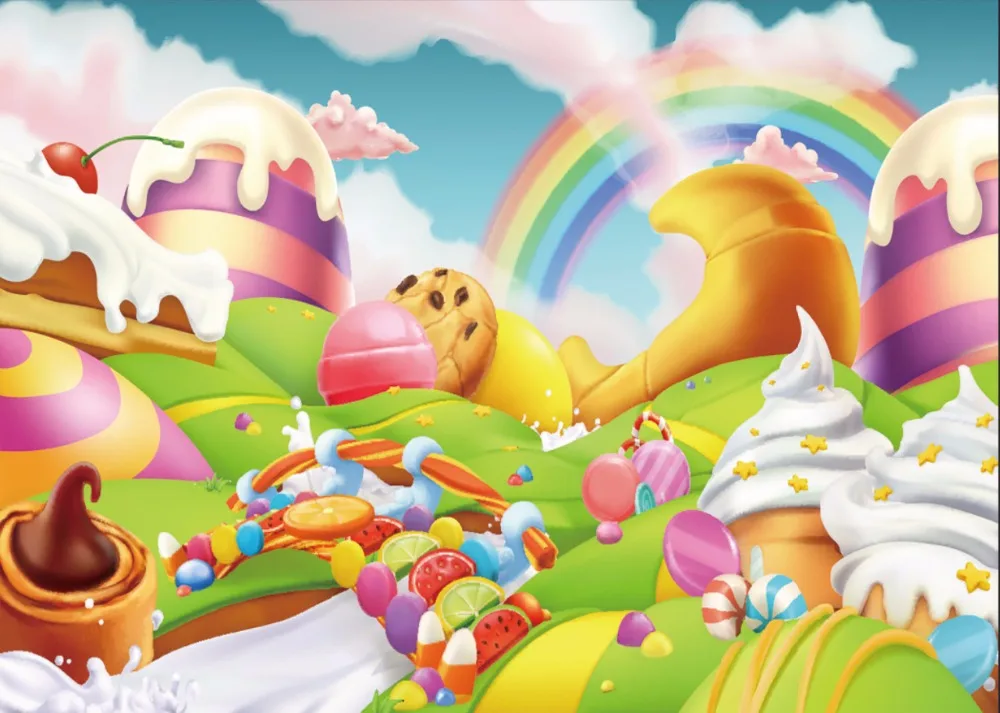 Виниловый фон для студийной фотосъемки с изображением радужного неба Candyland
