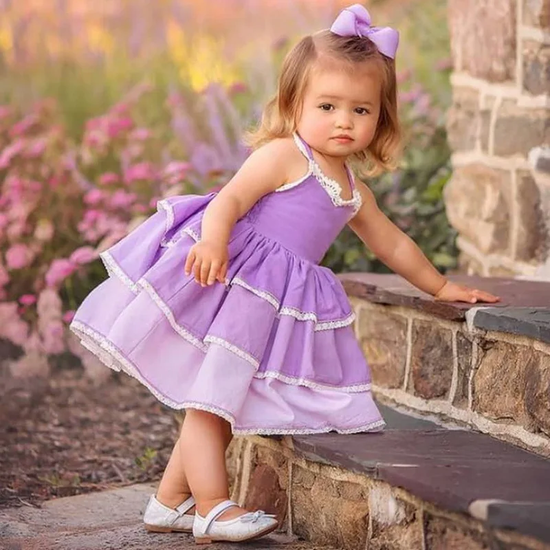 Платье для маленьких девочек костюм принцессы с цветочным рисунком Детские