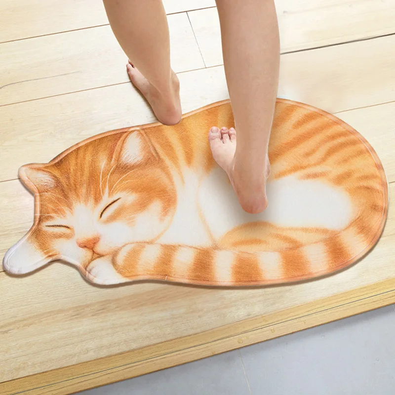 

LYN&GY 3D Printed Sleeping Cat Entrance Doormats Hallway Doorway Carpet Living Bedroom Anti-slip Floor Mats Kitchen Rugs Tapete