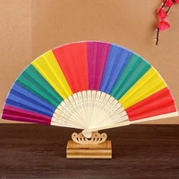 wedding party favors souvenirs giveaway chinese style colorful rainbow folding hand fan free shipping lx2966