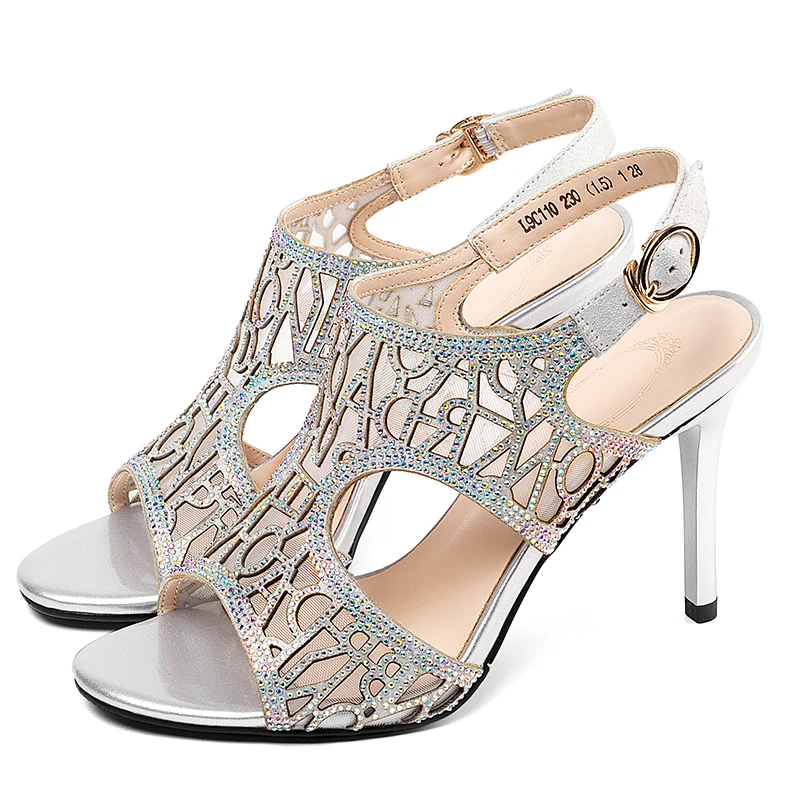 Сандалии ISNOM на тонких высоких каблуках женские сандалии из 2019 овечьей кожи с