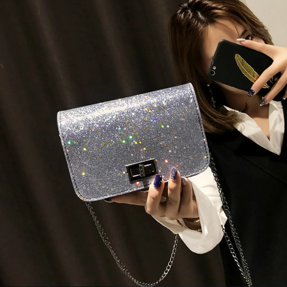 Новые Украшенные блестками сумка кожи высокого качества Модные замка Crossbody сумки