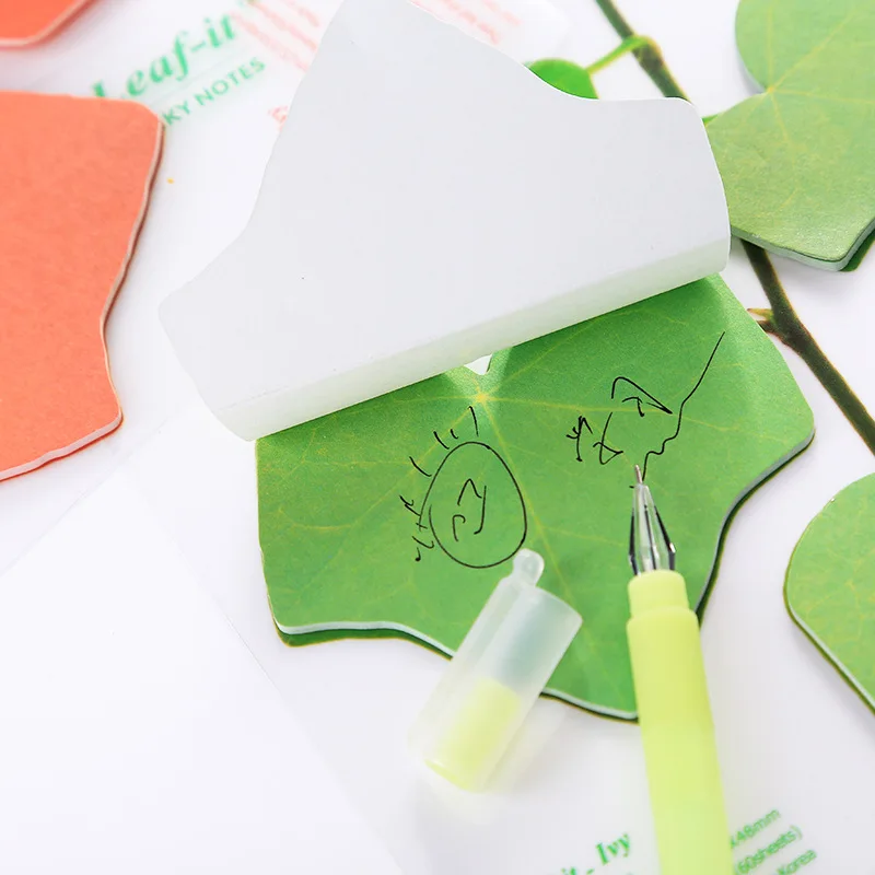 Kalove 1 шт. креативная форма листа Sticky Notes 60 листов Kawaii Sticky Notes красный/зеленый дополнительный блокнот