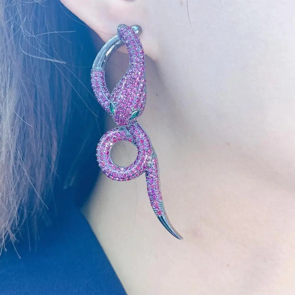 Роскошные блестящие серьги HIBRIDE в форме змеи с цирконом класса ААА 2019