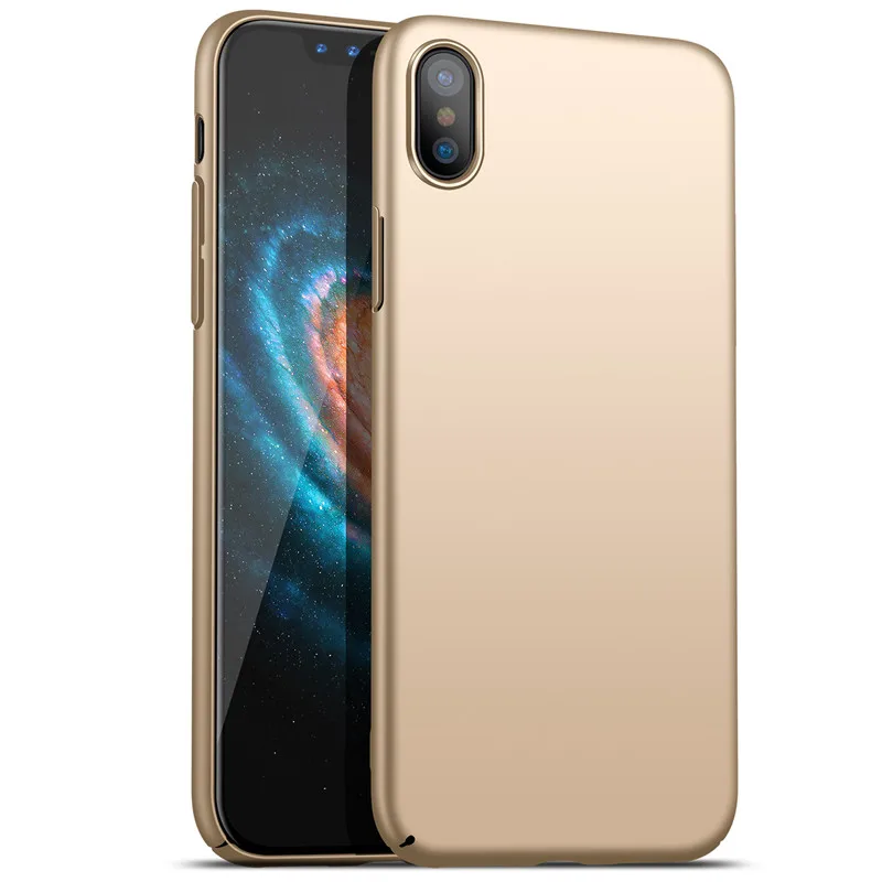 XS Max чехол для iPhone XS чехол для iPhone XR чехол жесткая задняя крышка из ПК Mofi для iPhone X чехол однотонный цвет чистый черный красный - Цвет: Gold
