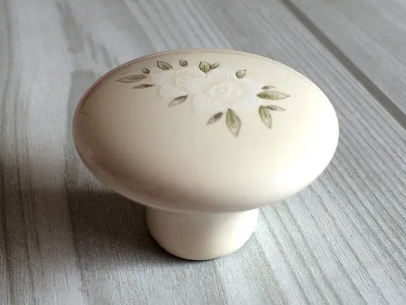 3 &quotкерамический ящик для комода Тянет ручки кремовые Белый цветок зеленый лист