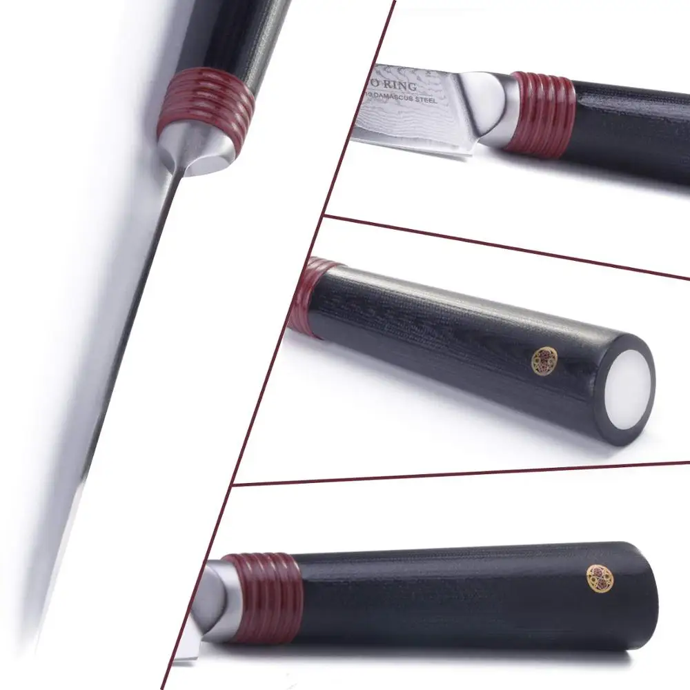 TUO столовые приборы Santoku нож-японский AUS-10D дамасский Дракон шаблон-полый молотый