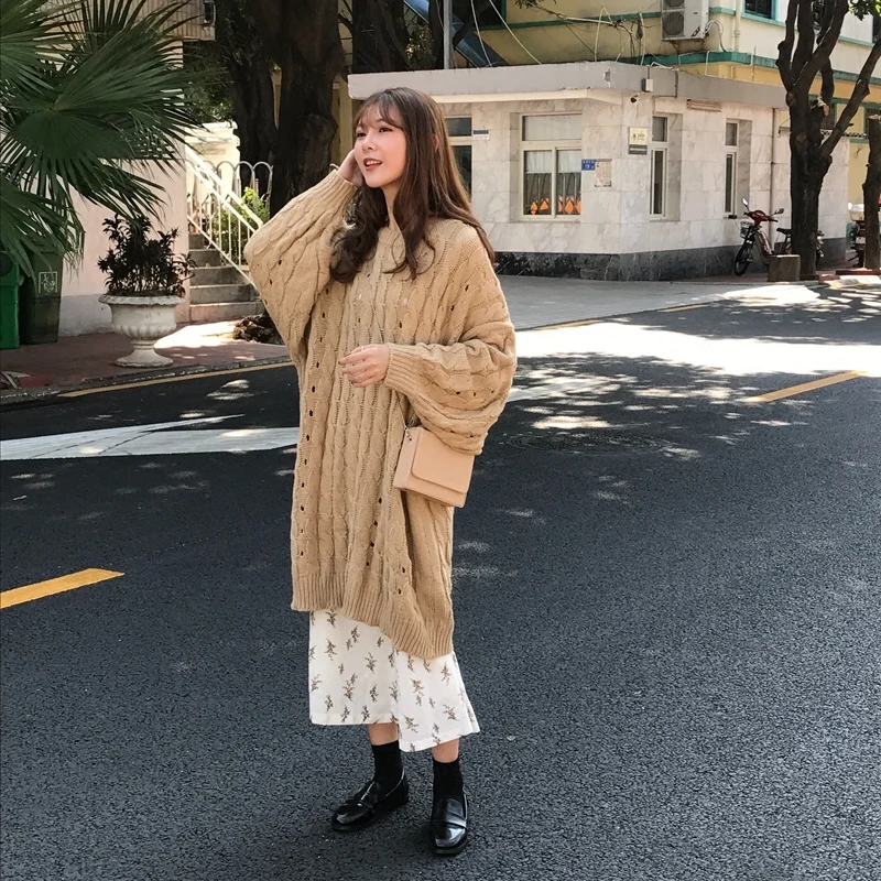 Корейский стиль Для женщин Платья-свитеры одноцветное Цвет хлопок дикий