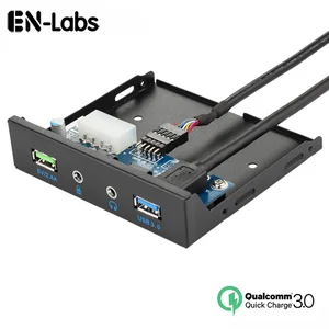 En-Labs USB 3,0 + USB порт для быстрой зарядки 3,5, передняя панель, аудиоразъем, микрофон, QC3.0 5 В2.4A или BC1.2 2.1A зарядный порт
