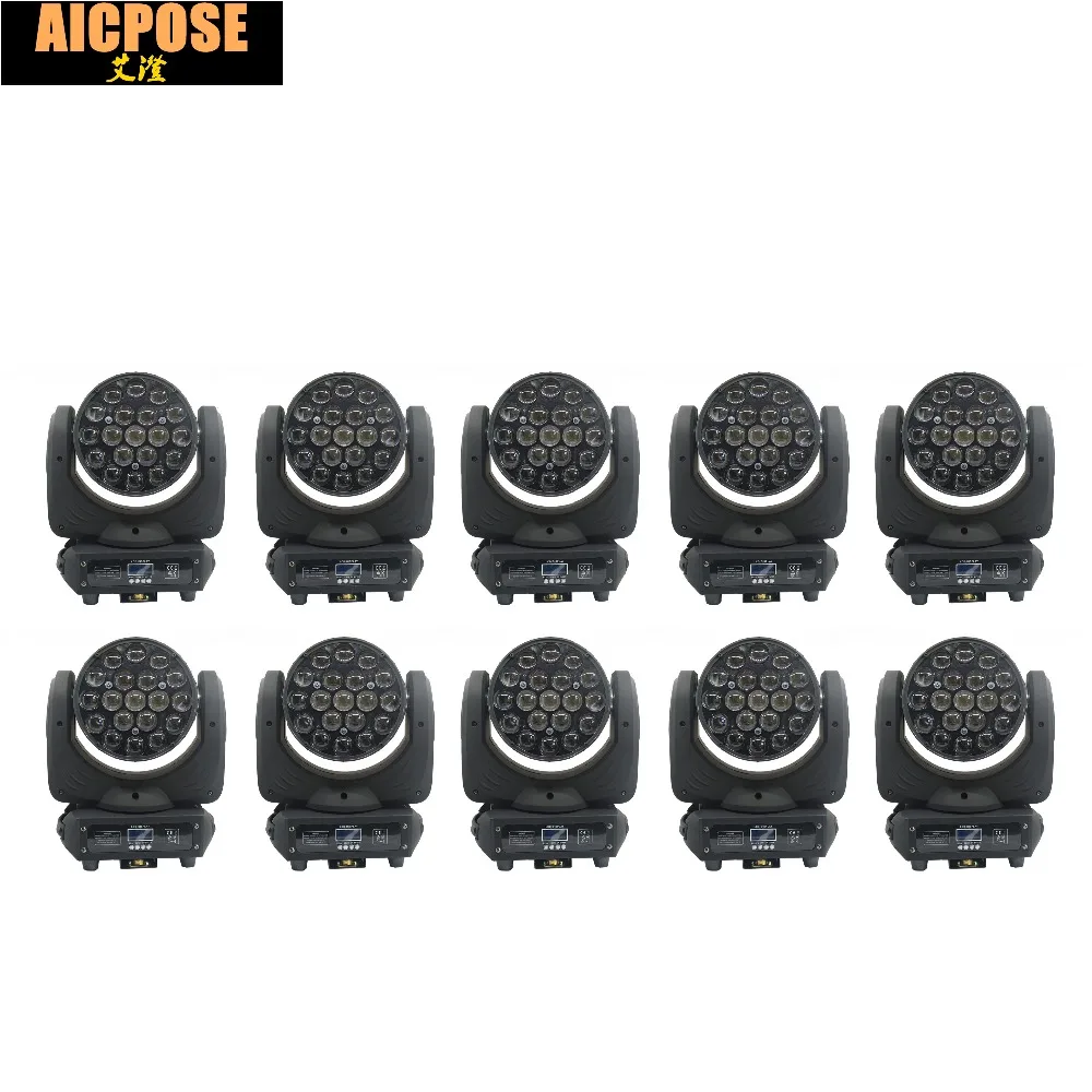 10 шт./лот 19x15 Вт Led RGBW 4в1 Wash/Zoom Light DMX512 Moving Head профессиональное шоу сценическое