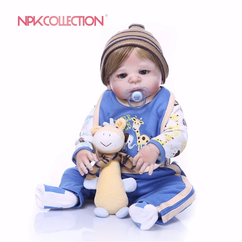 NPK реалистичный 57 см Силиконовый мальчик Reborn Baby Doll Toys Prince Babies парик волосы подарок