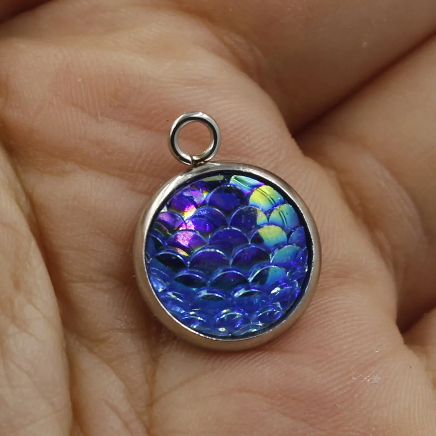 

30 Pcs/lot 12mm Round Stainless Steel Scale Charms Pendant Accessories For Jewelry Making Diy Earrings Supplies