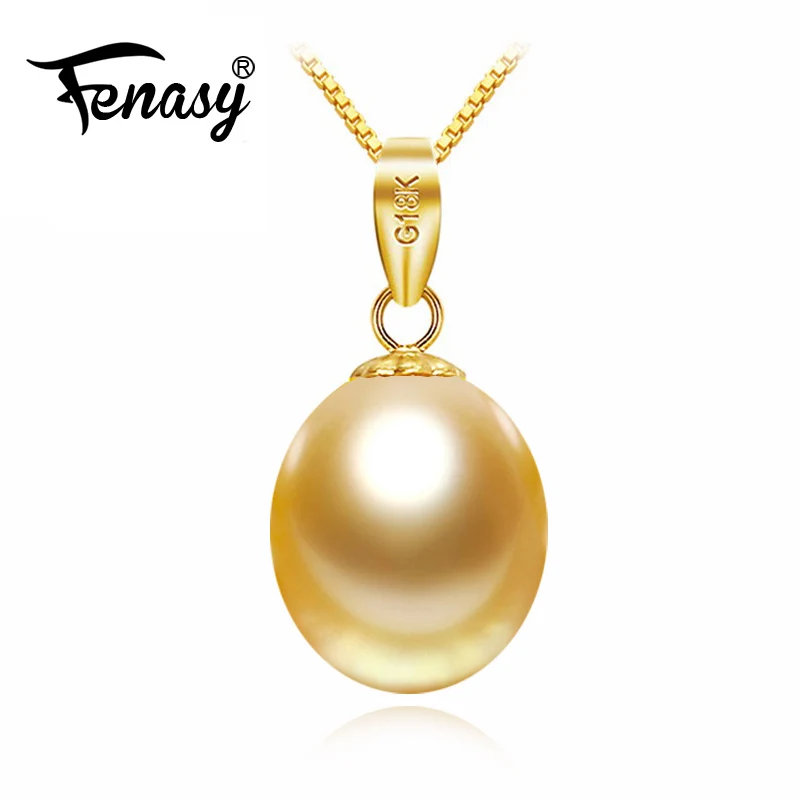

Ожерелья и подвески FENASY из 18-каратного золота с перламутровыми жемчужинами для влюбленных, брендовые подвески из жемчуга для вечеринки, сер...