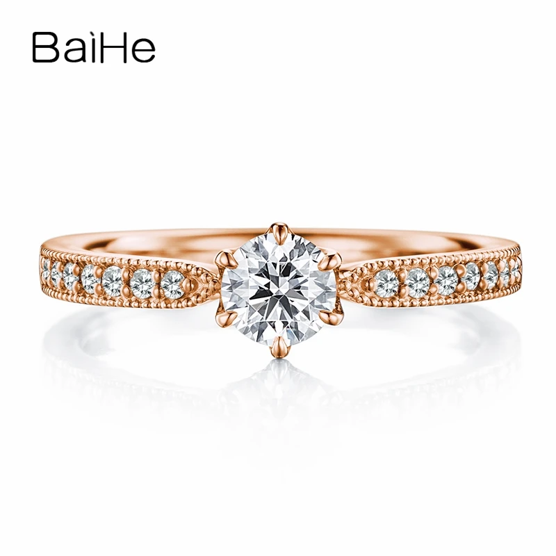 BAIHE однотонное 10K белое золото (AU417) 0.25ct сертифицировано круглой огранки муассанит