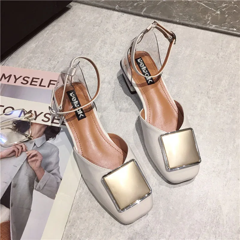 Прозрачные сандалии женская обувь на каблуке с ремешком лодыжке женские блочные