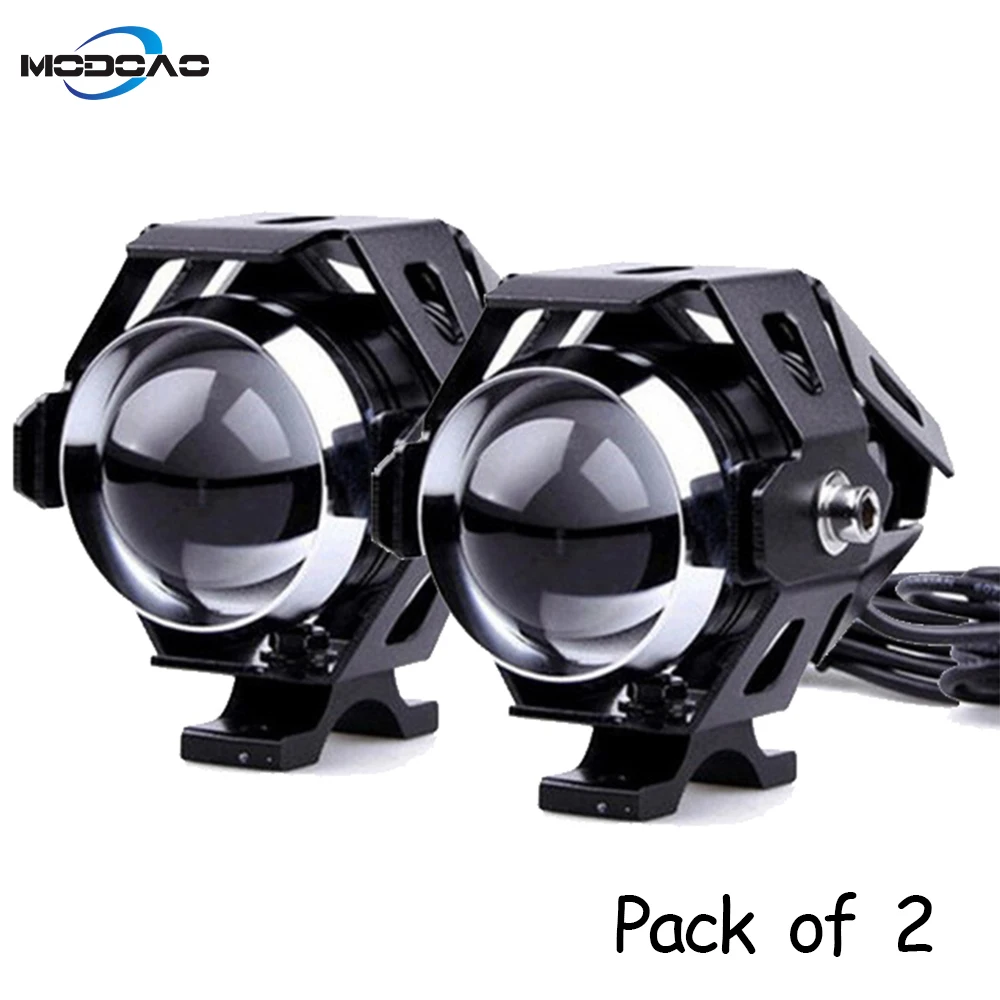 2pcs black Modoao 1 шт. 2 шт. 125 Вт мотоциклетные светодиодный головной светильник 12V 3000LMW U5 вождения Точечный светильник s фары Moto пятно света головной светильник - Цвет: 2pcs black