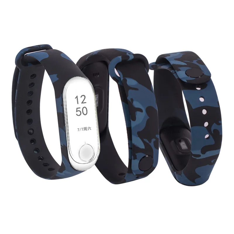 5-haijunlan Mi Band, 3 ремешка, Ретро стиль, цветочный узор, сменный ремешок, силиконовый, водонепроницаемые часы, часы, ремешок для Xiaomi mi, ремешок, 4 браслета - Цвет: 5-haijunlan
