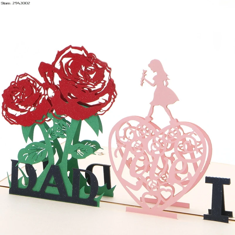 3D Pop Up I Love Dad поздравительная открытка подарок на день рождения|Открытки и
