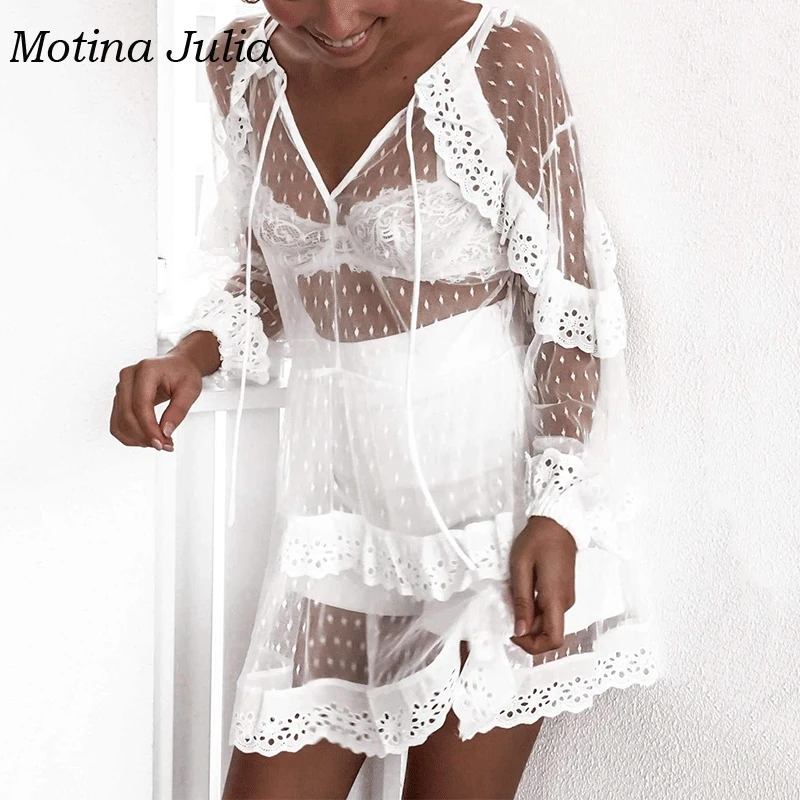 Женское прозрачное пляжное платье футляр Motina Julia Пляжное кружевное в стиле бохо