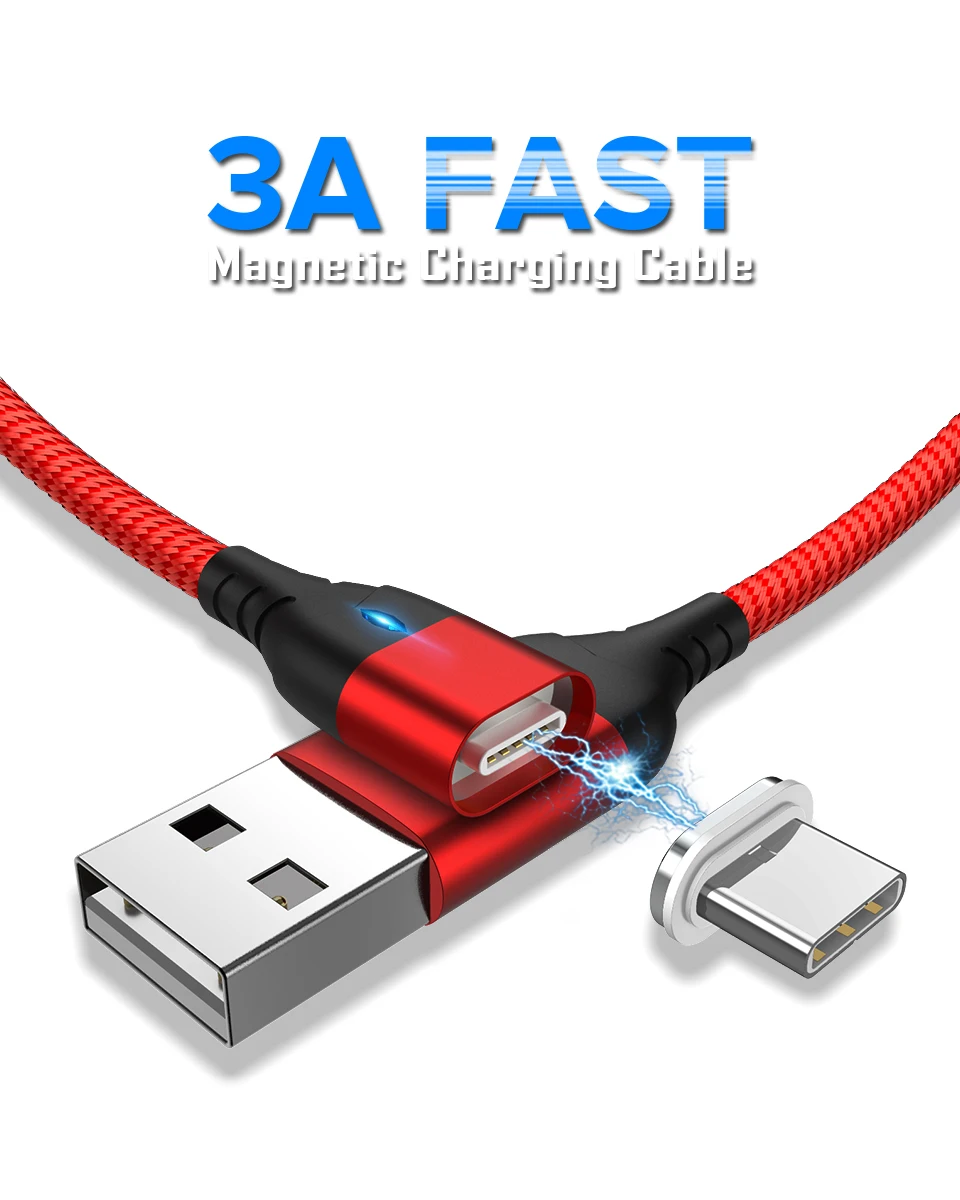 Магнитный кабель Venroii mi cro usb type C для samsung S8 S9 S10 Xiaomi mi 9 3A huawei P20 Быстрая зарядка type-C Магнитный зарядный шнур