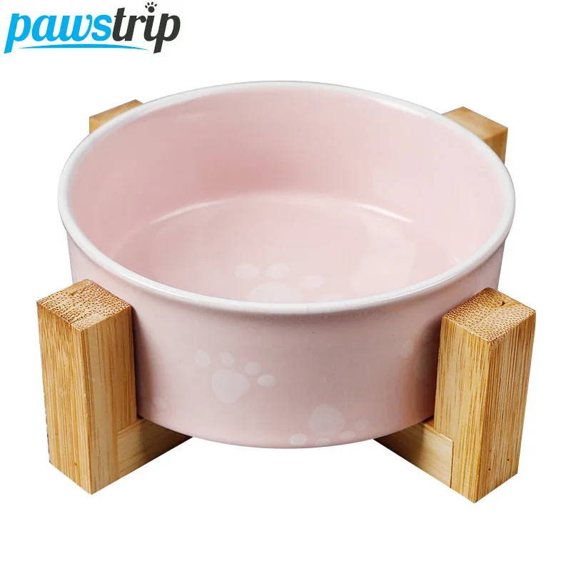 Pawstrip керамическая миска для собак, деревянная стойка, миска для собак, миска для питьевой воды, миска для домашних животных, миска для собак 13*4,5 см