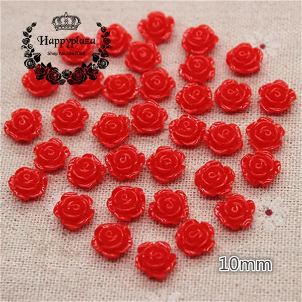 red 100pcs 100 шт 10 мм Разноцветные милые цветы из полимера, розы с плоским основанием Кабошон DIY Ювелирные изделия/ремесло украшения - Цвет: red 100pcs