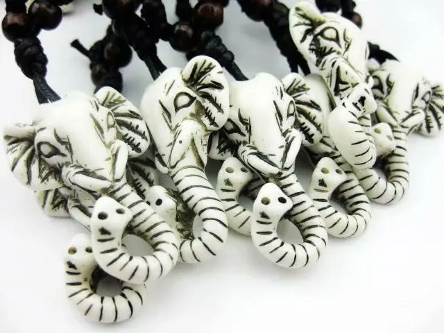 

12 PCS Biker Imitation Carved Cool Elephant Totem Design Necklace