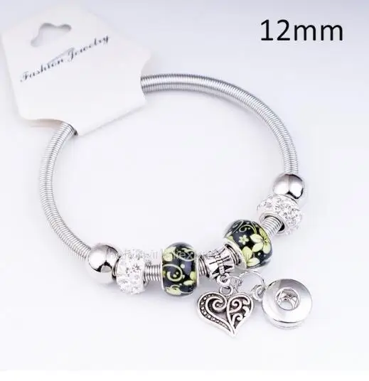 fit 12mm snap B 18 мм 12 мм любовь кристалл Ангел Дерево жизни перо украшение с защелкой эластичный браслет BC5703 - Окраска металла: fit 12mm snap B