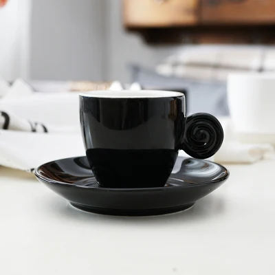 Black Light Простой стиль 90cc Мороз эспрессо C Tasse черный чай кофе чашка блюдце набор бардак таза Para Кафе Латте Copo Xicara Koffie Kopjes - Цвет: Black Light