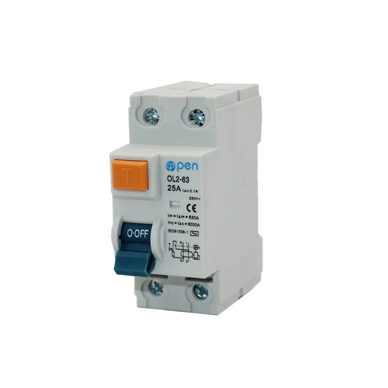 OL2-63 2P 25A 100mA электромагнитный выключатель остаточного тока RCCB для защиты от перегрузки/утечки/короткого замыкания