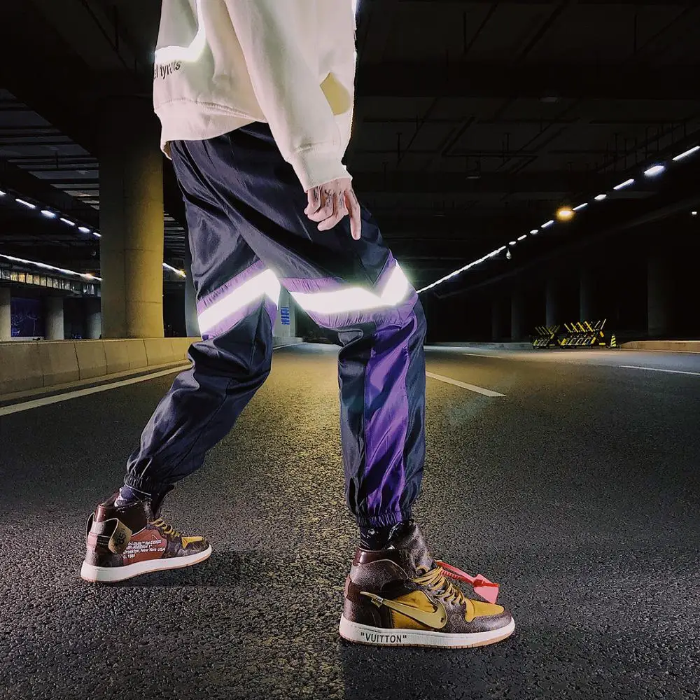 

New Fashion Female Hip Hop Pants Reflective High Waist Loose Harem Pants Women Slim Pants Hip Hop Casual Trouser Streetwear