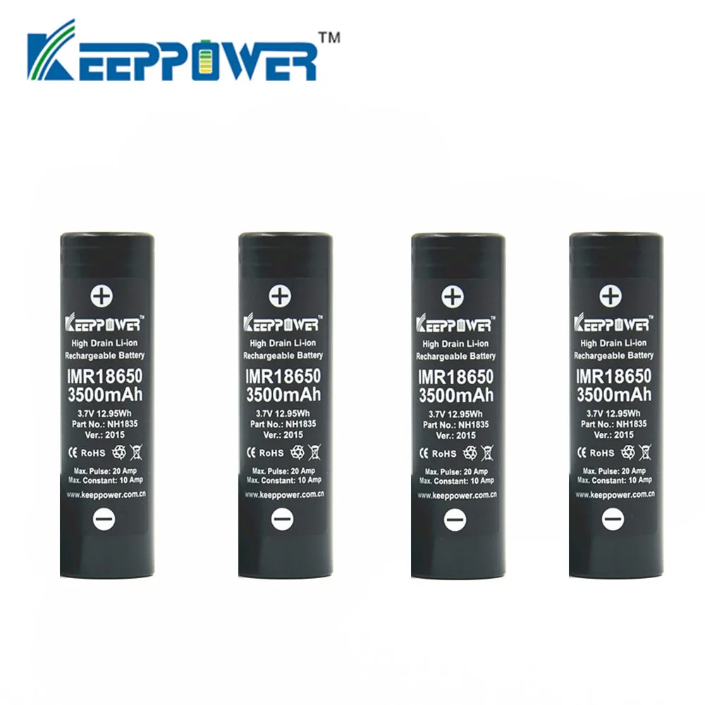 4 шт. оригинальный аккумулятор Keeppower KP IMR 18650 IMR18650 3500 мач 3 7 в макс. ток разряда 20 а