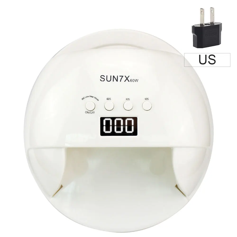 US PLUG Sun7X Pro Uf лампа УФ светодиодный светильник для ногтей Max60W для маникюра отверждающий лак гель лак для ногтей с ЖК-дисплеем 30 светодиодный s Сушилка для ногтей - Цвет: US PLUG