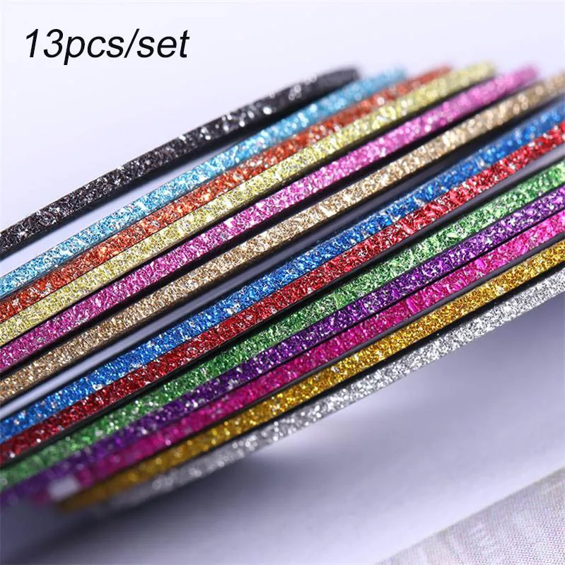 13pcs 4 рулона/набор, хамелеон, для ногтей, полоскание, лента, линия, 3D, для украшения ногтей, 1 мм, 2 мм, 3 мм, клейкие наклейки, для ногтей, советы, маникюрный набор - Цвет: 13pcs
