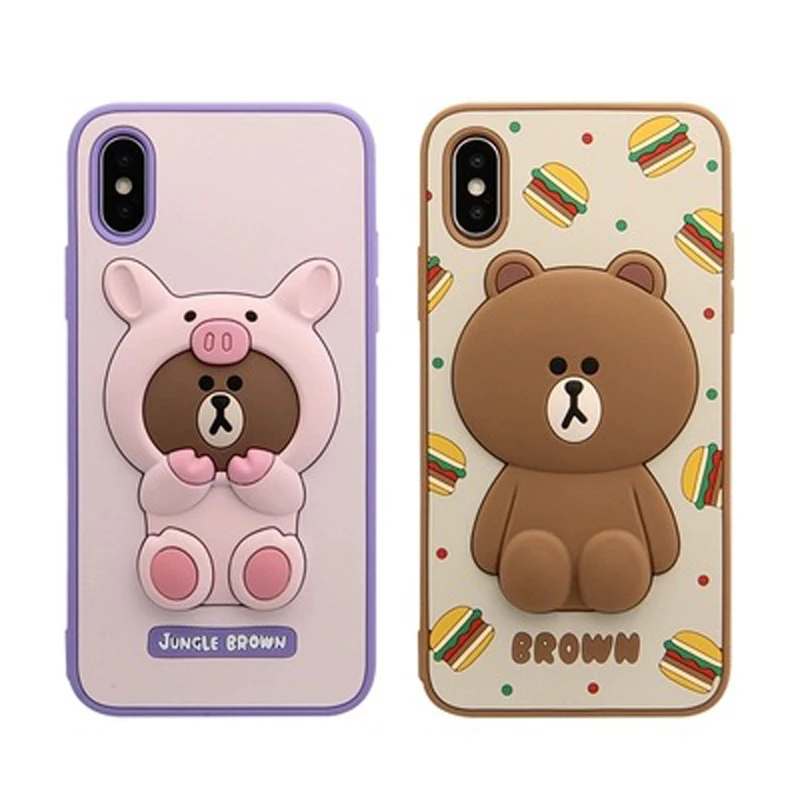 Для iphone X Case 3D милый медведь мягкий чехол для 6 7 8 плюс защитную оболочку