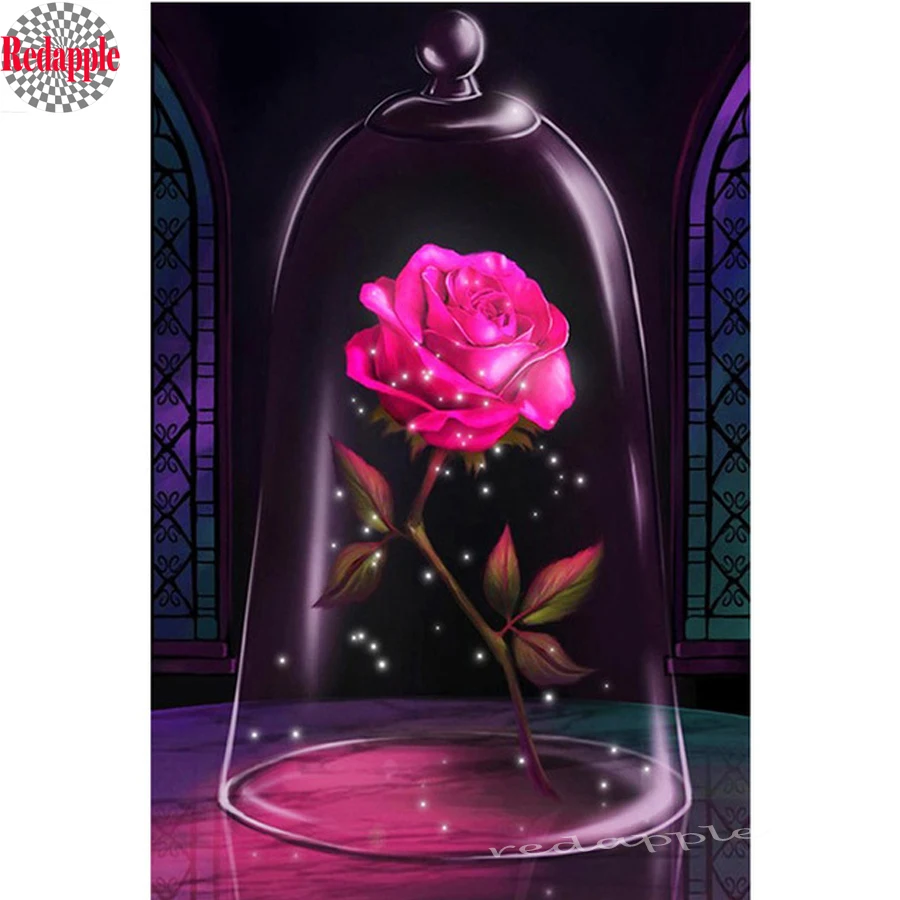 Алмазная мозаика 5D сделай сам вышивка крестиком Красавица чудовище с красной