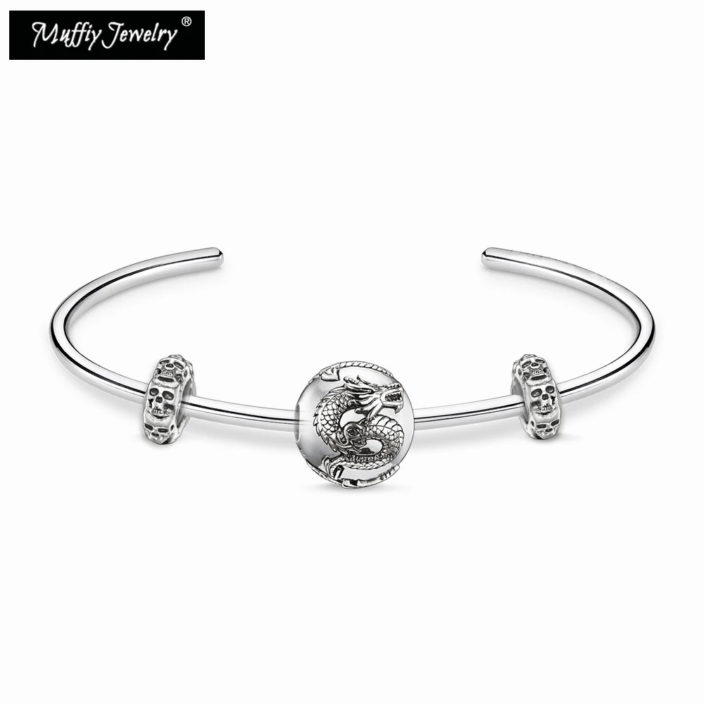 Браслет на запястье с драконами браслет из серебра 2017 пробы в стиле панк сердцем