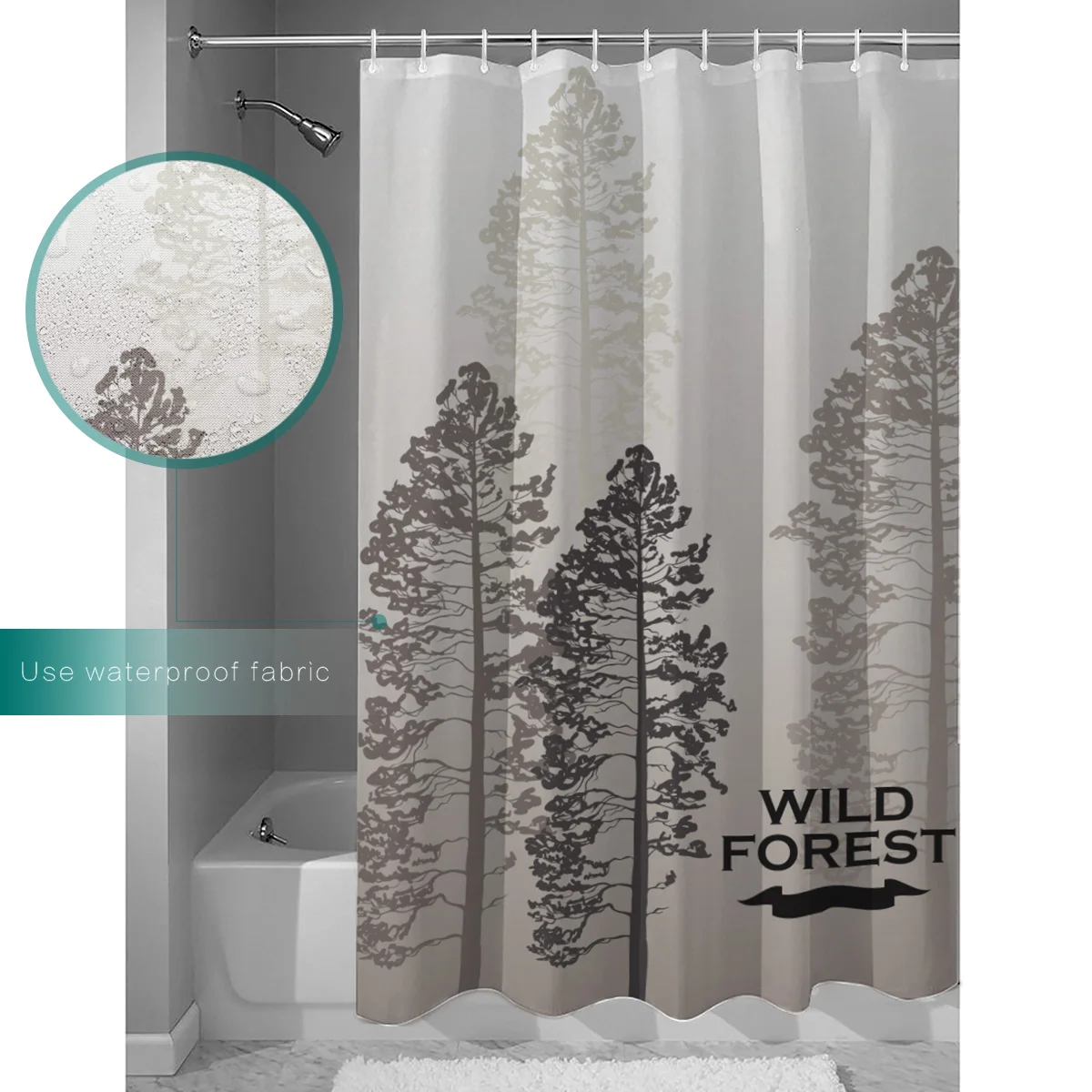 OURHouse дикий лес с белым туманом занавеска для душа кровать ванной ткань Ванная