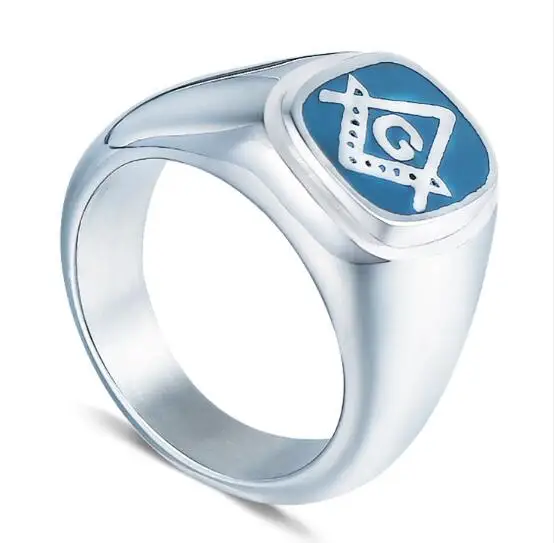 Новые титановые кольца Freemason, синие винтажные масонские кольца, мужская мода, ювелирный аксессуар, подарок, 10 шт./партия