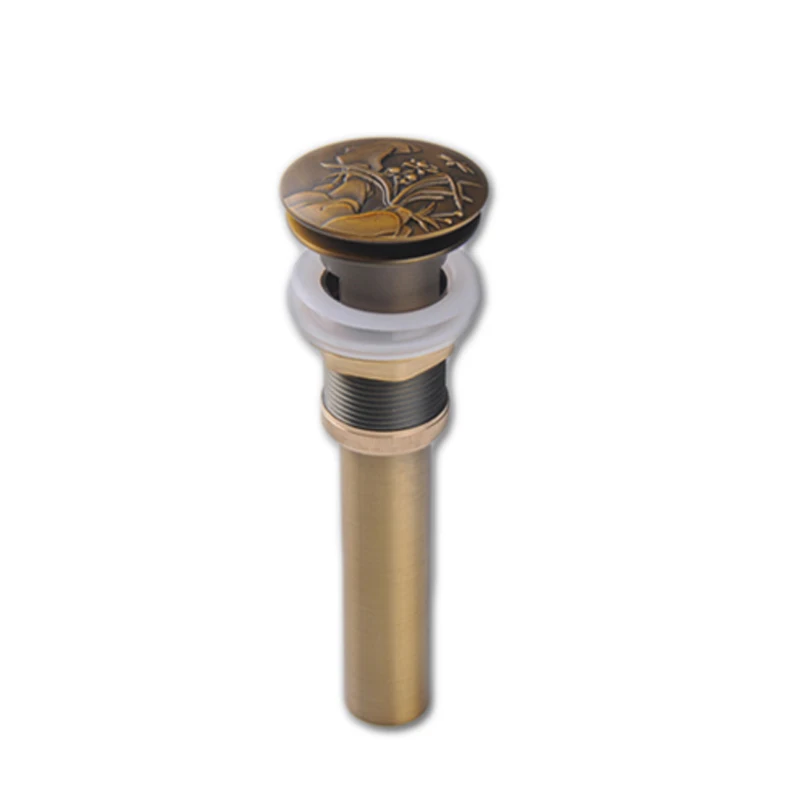 Бесплатная доставка винтажный античный Слив для раковины с твердым латунным