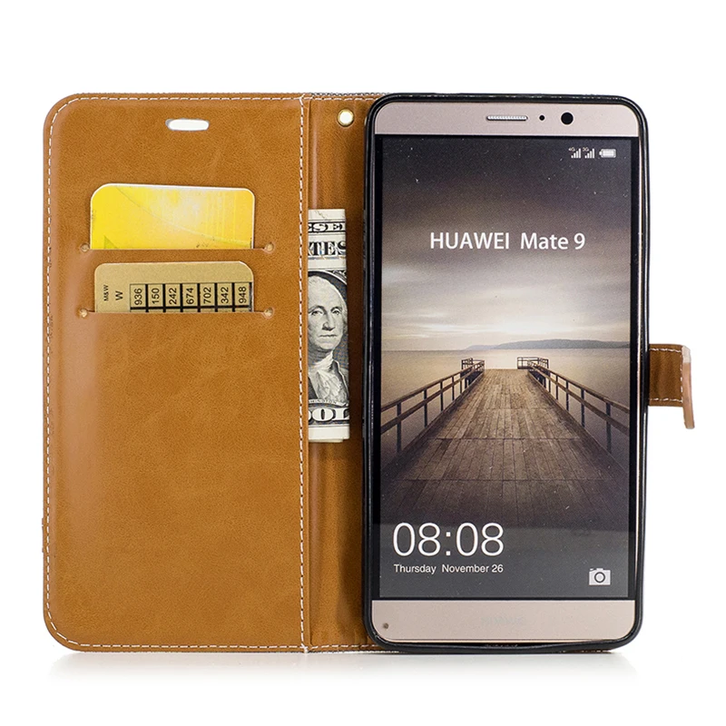 Fundas Ретро флип чехол для Huawei Коврики 9 Бизнес Крест Текстура искусственная кожа