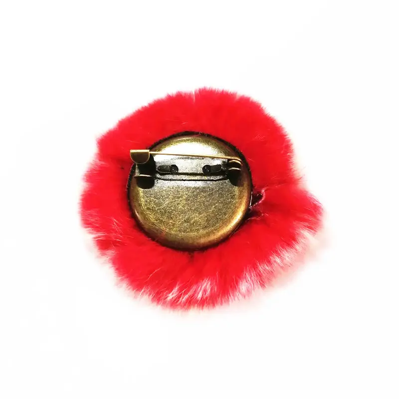 Новинка женская мягкая брошь с помпоном из меха кролика рекс цветком для
