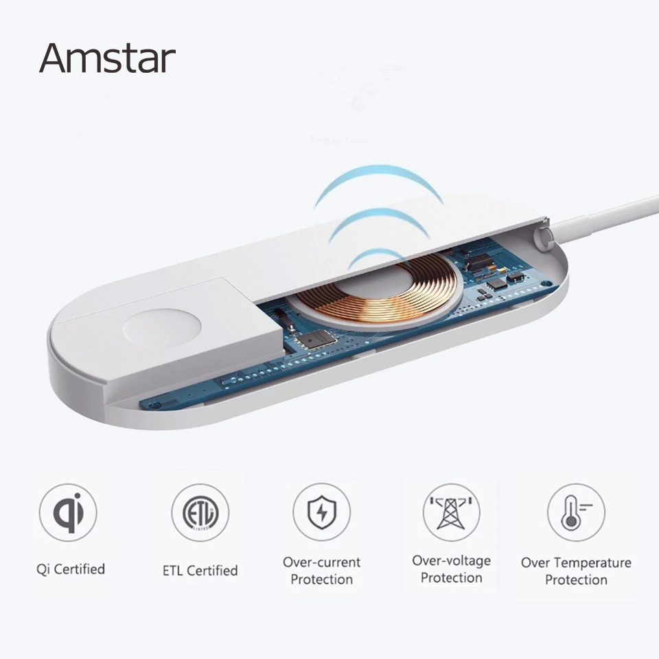 8 шт./лот Беспроводное зарядное устройство Amstar для Apple Watch 4/2/1 Беспроводная зарядка