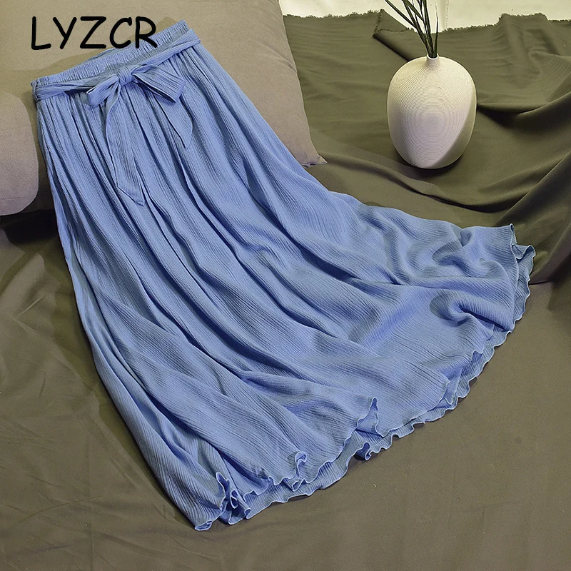Женская винтажная хлопковая юбка LYZCR средней длины на шнуровке плиссированная