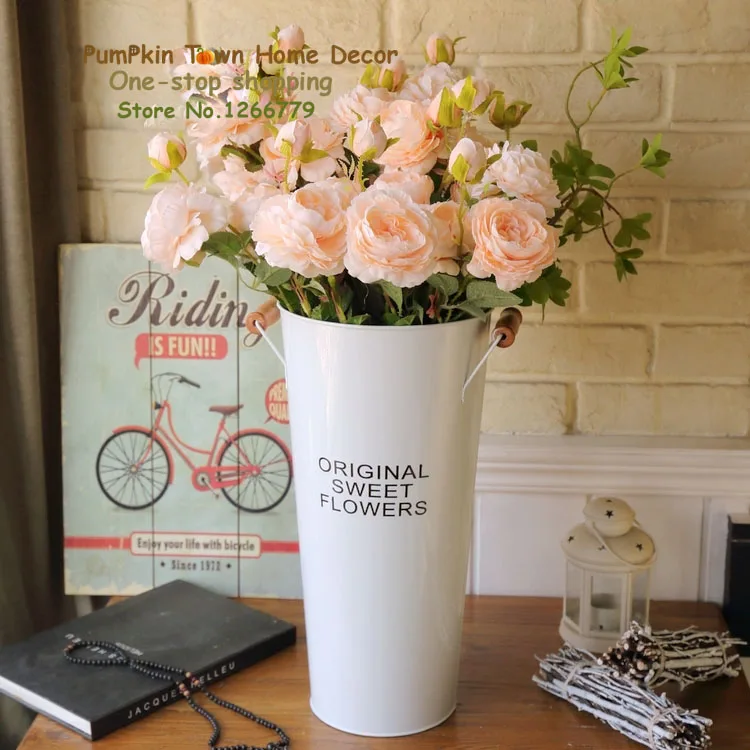 NEW Rustic style Classic wild flower pot high quality iron vase white letter garden outdoor retro arrangement | Дом и сад