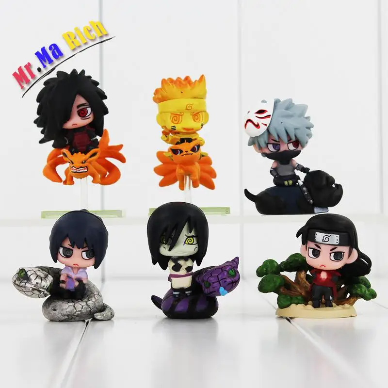 6 шт./компл. Аниме фигурки Наруто Uzumaki Naruto Kakashi Sasuke Sakura Yunyo Shino Rokku Rii Orochimaru Gaara ПВХ